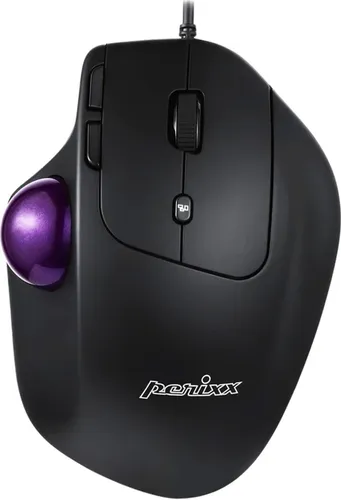 Perixx PERIMICE-520 - Kabelgebundene ergonomische Trackball Maus, anpassbarer Winkel zur Reduzierung von Handgelenkschmerzen, 2 DPI Level, 8 programmierbare Tasten