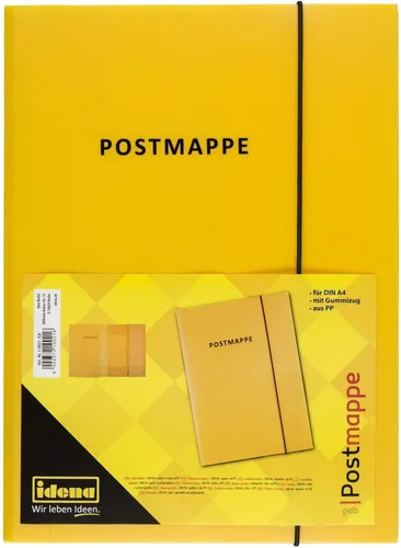 Idena Postmappe - DIN A4, gelb, aus Kunststoff PP mit Gummizug, 1 Stück, 2 ...