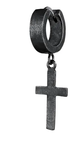 Kuzzoi Herren-Ohrring Creole mit Kreuz aus 925 Sterling Silber - Ohrringe für Herren, handgefertigte 13mm Creole aus 925 Sterling Silber mit einzigartigem Kreuzdesign, ideal als modisches Geschenk für jeden Anlass.