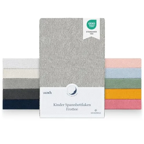 Laleni Frottee Spannbettlaken 42x81cm - Oeko-TEX Zertifiziertes Bettlaken- Faltenfreie Spannbetttücher für Kinderbett - Babybett und Moses Körbchen- Moonlight Grey - Grau