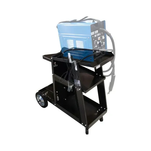 Güde Mobiler Schweißwagen bis 40KG - Schweißgerätewagen mit 3 Ebenen, belastbar bis 40kg und leichtlaufenden Lenkrädern. Ideal für Werkstätten, bietet Platz für Schweißgerät, Zubehör und Gasflasche.