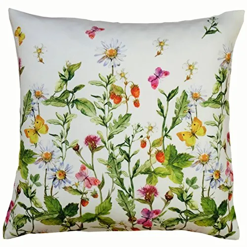 Kissenhülle, 40x40cm Sommerwiese mit Schmetterling - (18-182-KH)
