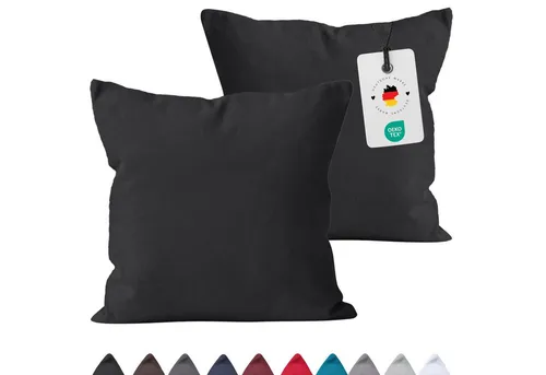 Carpe Sonno Kissenbezug 40x40 40x80 80x80 Baumwoll Kopfkissen Bezug Kissenhülle Kissenbezug, (2 Stück), Renforce Kissenbezüge 40x40 cm, Uni Schwarz einfarbig
