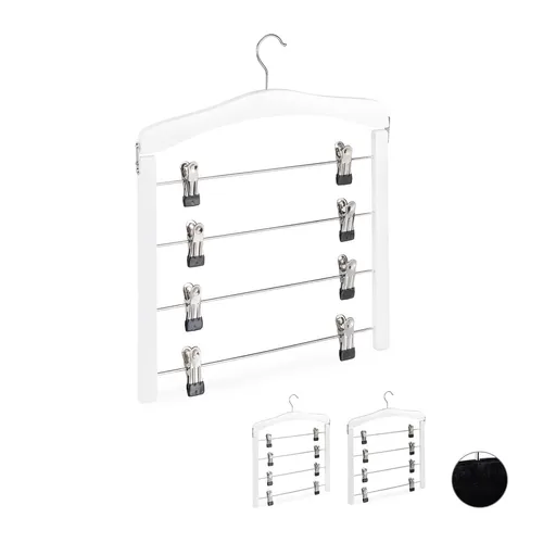 Rockbügel mit Clips – Platzsparender Hosenbügel - Kleiderbügel aus Holz, rutschfest und ideal für die geordnete Aufbewahrung von Hosen und Röcken. Perfekt für mehr Platz im Kleiderschrank!