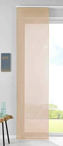 1er Set Schiebegardine Flächenvorhang Vorhang Gardine Voile HxB 245x60 cm Sand Komplett mit Paneelwagen Beschwerungsstange, 85589N