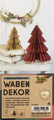 folia Wabendekor BERRY XMAS TREES 2er Set Größe: S/M in beige von folia