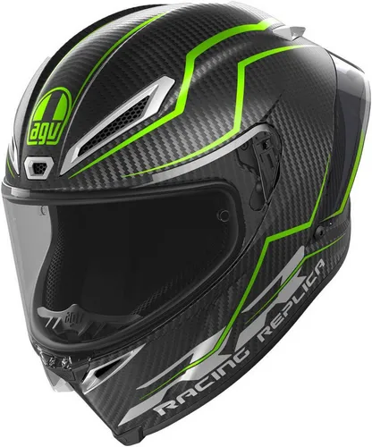 AGV Pista GP RR Performante Carbon Helm schwarz/grün XS (53/54) - Hochwertiger Rennhelm aus 100% Carbonfaser, entwickelt für maximale Sicherheit und Komfort. Mit FIM-Homologation, Panorama-Visier und anpassbarem Innenfutter für optimale Passform.