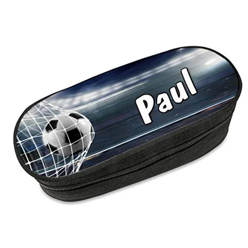 Unikatolo Federmäppchen Fußball mit Name personalisiert, Stiftebox Federmappe Federtasche für Kinder & Erwachsene, Geschenkidee Schulanfang, Kinder, kleine Basteltasche, Tasche für Bastelutensilien