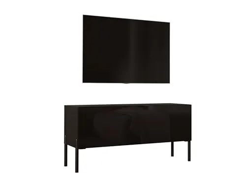 3E 3xE living.com TV- Schrank in Schwarz Matt mit Beinen in Schwarz, A: B: 100 cm, H: 52 cm, T: 32 cm