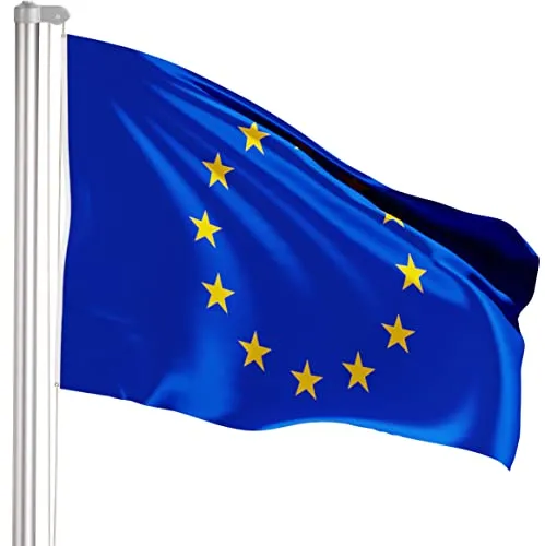 BRUBAKER Aluminium Fahnenmast 4 m mit Deutschland & Europa Flagge - Fahnenmasten & Zubehör, ideal für Sportevents und einfach aufzubauen dank 4-Stufen Stecksystem. Witterungsbeständig und stabil durch robuste Bodenhülse.