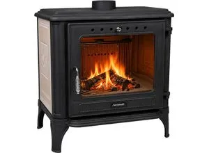 Hanseatic Kaminofen Castor XXL, Gussofen mit Beige emaillierten Seiten