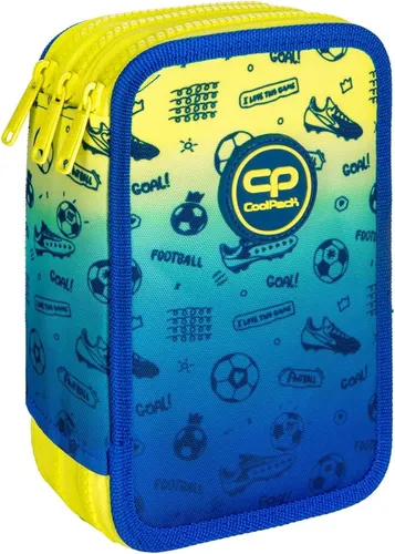 Goldkids COOLPACK XXL Federtasche - 44-teiliges Schüleretui Football 2T - Stiftköcher mit 44 Teilen, ideal für Schule und Hobby. Die dreifache Federmappe bietet viel Platz und enthält alles, was kleine Künstler brauchen!