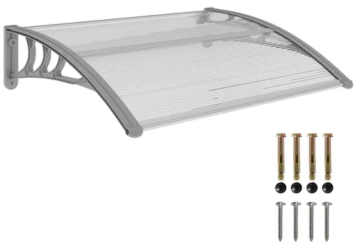 Outsunny Vordach für Haustür 100 x 75 cm - Vordächer: Wetterbeständig und UV-beständig, idealer Schutz für Haustüren und Balkone. Einfaches Design für jedes Zuhause, inklusive Montageset.