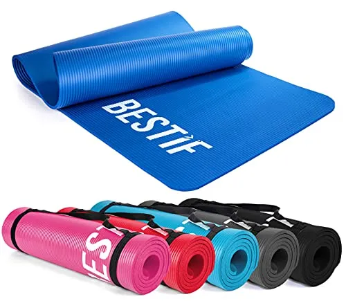 BESTIF Gymnastikmatte rutschfest Yogamatte Fitnessmatte Dicke Sportmatte 1 cm (Dunkelblau, 180 x 60 x 1cm)