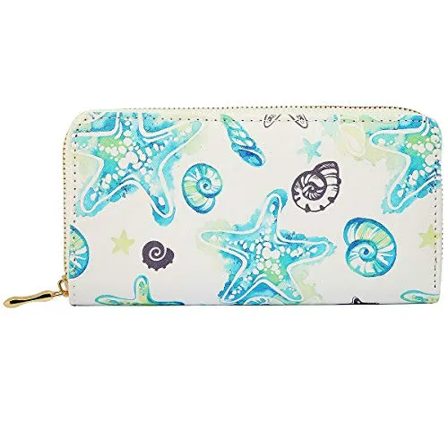 Shaghafi Damen Reißverschluss Geldbörse Portemonnaie Geldbeutel Portmonee Börse mit verschiedenen Motiven Einhorn Seestern Flamingo, Farbe:Modell 12