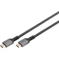 HDMI Ultra High Speed Anschlusskabel, mit Ethernet, UHD 8K schwarz/grau, 2 Meter, gesleevt