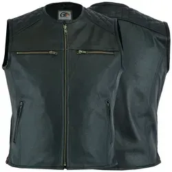 German Wear Motorradweste GW694 Black Motorrad Lederweste Biker Motorradweste Weste schwarz 62/5XL