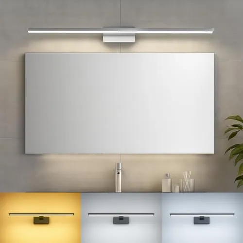 Braytron LED Spiegelleuchte 60cm mit 3CCT - Moderne Spiegelleuchte mit 3 Lichtfarben zur individuellen Anpassung – ideal für Bad und Ankleide. Mit 12 W und 900 Lumen sorgt sie für eine gleichmäßige Ausleuchtung. IP44 spritzwassergeschützt und in stilvollem Design erhältlich.