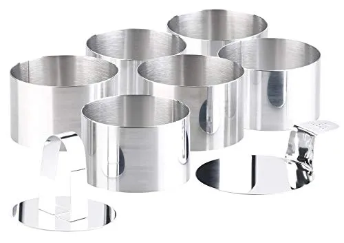 Rosenstein & Söhne Dessertringe – 6-teiliges Set für perfekte Desserts - Praktisches Set mit 6 Dessertringen aus rostfreiem Edelstahl für professionelles Anrichten von Desserts und Beilagen. Hitzebeständig und spülmaschinenfest, ideal für kreative Kücheneinsätze.