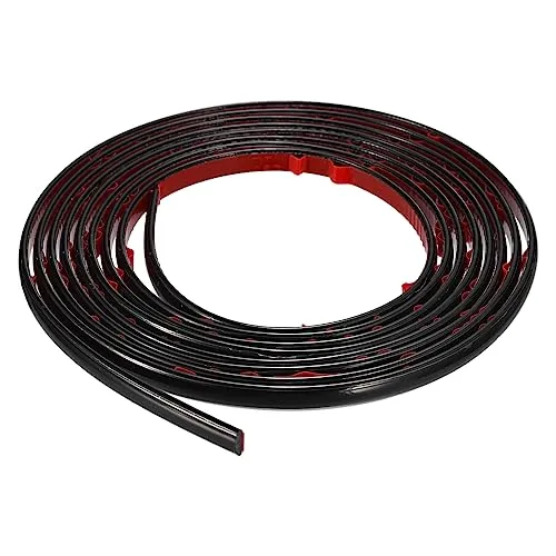 sourcing map Selbstklebend Kantenschutz Leisten - 3Meter x 8mm x 3mm Flexible Zierleisten Sockelleiste Weichsockelleiste für Türen, Fenster, Wände, Küche, Fliesen - Schwarz