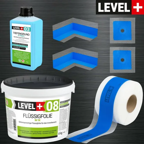DichtungSet Dusch Bad Abdichtung Dichtband Flüssigfolie 4 Kg Innenecke SET300