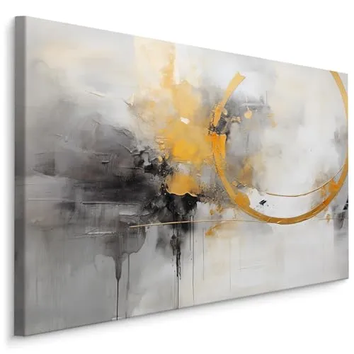 Muralo - Leinwandbild Aufhängefertig mit Abstraktion-Motiv - Bild für Wohnzimmer, Schlafzimmer, Büro, Restaurant - Wandbild Wanddeko Modern Vintage Glamour Loft Stil - Br.120cm x Hö.80cm