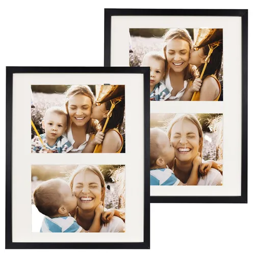 Set aus 2 schwarzen Basic-Bilderrahmen 28x35 für 2 Fotos 13x18 cm mit Passeparto