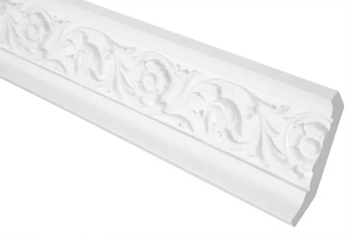 Hexim Stuckleiste C753, 2 Meter / 1 Leiste, Stuckleisten Decke Barock Stil, PU Hartschaum & Flexibel - 2m Deckenleisten gemustert Zierprofile Leisten Deko (2 Meter weiß)