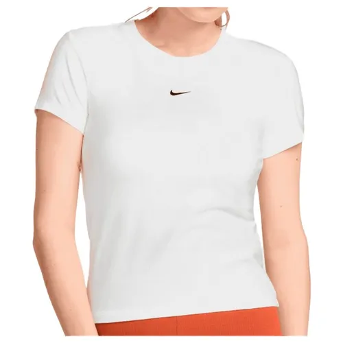 Nike Damen Chll KNT Md CRP T-Shirt, White/Black, L - Stylisches, körperbetontes T-Shirt für Damen. Optimaler Tragekomfort dank dehnbarem Material und leicht verkürztem Schnitt. Perfekt für Freizeit und Sport.