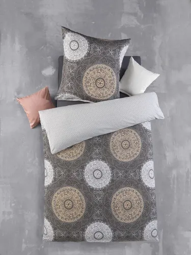 Produktbild Optidream Bettwäsche Set Mikrofaser 135x200 Polyester Mala-Wende grau apricot, Mikrofaser, 2 teilig, Geschenk Idee Frauen Männer neue Wohnung Hochzeit Frühjahr sale