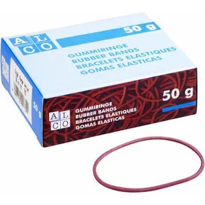Alco Gummibänder 7521, Länge 200mm, Breite 6mm, rot, 50g