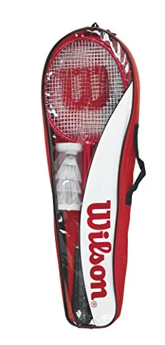 Wilson Badminton Set 4 PCS - 3 Badmintonschläger in Rot - Tennisschläger-Set mit 3 hochwertigen Badmintonschlägern, ideal für Hobbyspieler und Turniere, in auffälligem Rot.