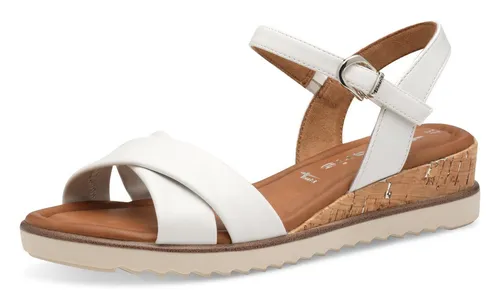 Tamaris Damen Plateau Sandalen Vegan Keilabsatz in weiß von Tamaris