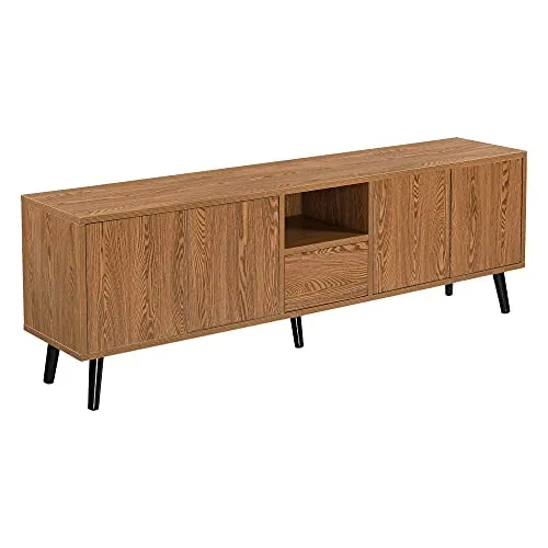 [en.casa] Fernsehtisch Hedemora 140x30x45,5 cm - TV Lowboard mit modernem Design, 5 Schranktüren und Push-to-open-Technik für einfachen Zugriff. Stabiler Stand und belastbar bis 20 kg - ideal für jeden Wohnraum.