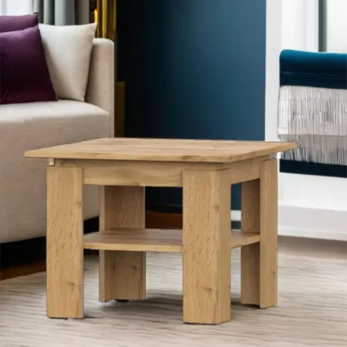 Couchtisch Sola – Eiche Sonoma Mit Regal – 55x55x43 Cm – Skandinavisches Design, Stabil – Für Wohnzimmer, In Drei Farben & Zwei Größen