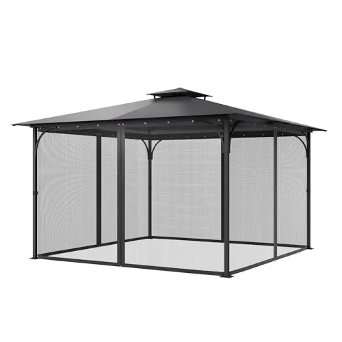 VEVOR Moskitonetz für Pavillon 340x340x226cm - Fliegengitter für Pavillons, bietet optimalen Insektenschutz und passt auf quadratische und rechteckige Pavillons für ungestörte Stunden im Freien.
