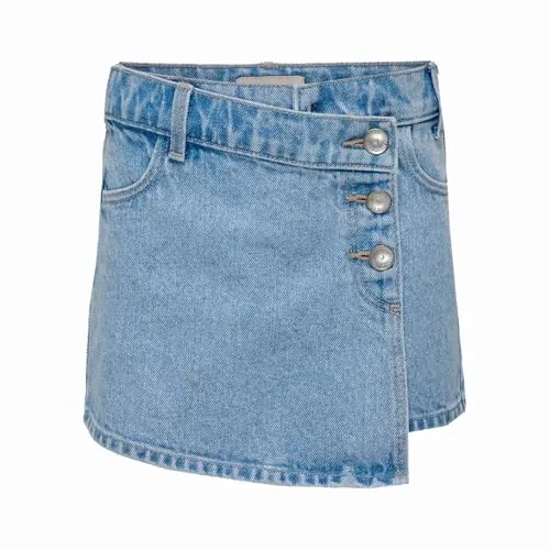 KIDS ONLY KOGJENNY SKORT Mini blau 146 - Sportlicher Mini Skort aus 100% Baumwolle mit modischem Light Blue Denim, pflegeleicht und perfekt für aktive Kinder. Verstellbare Bundweite für optimalen Sitz.
