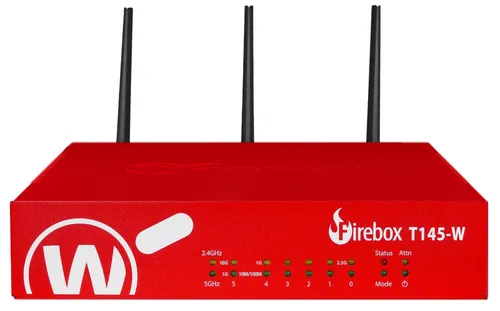 WatchGuard Firebox T145-W - Zuverlässige Netzwerksicherheit - Die WatchGuard Firebox T145-W bietet umfassenden Schutz für Ihr Netzwerk. Kompakt und leistungsstark, ideal für kleine Unternehmen und Büros.