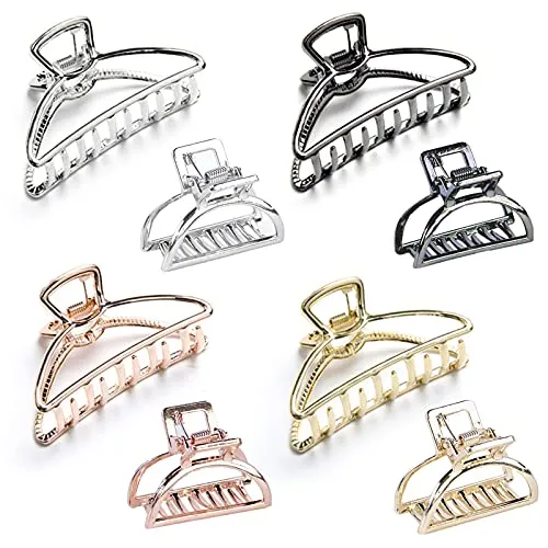 VEGCOO 8 Stück Metall Haarklammern, 4 cm Klein und 7,5 cm Groß Sichelförmige Haarspange, Rutschfeste Haarspange für Mädchen und Frauen