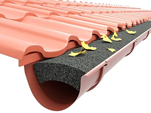 Dachrinnenfilter 112 mm 1,25 Laufmeter 1 Stück, Regenrinnen Laubschutz, Dachrinnenschutz Laubfang Laubstopp Nadelfänger, Schwarz, Universal- Standard Schaumstoff Optimum