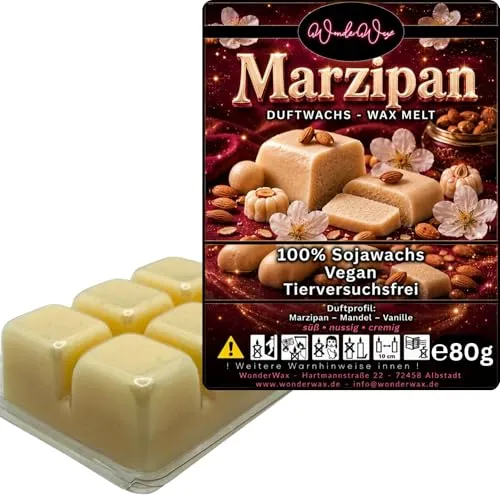 WonderWax Duftwachs Wax Melts für Duftlampe, 6 Würfel Duftmelt Wachsmelt Sojawachs Duftwachs Würfel für Raumdüfte, Wachs Duftöl Winter Indoor Schmelzen für Aromalampe Marzipan