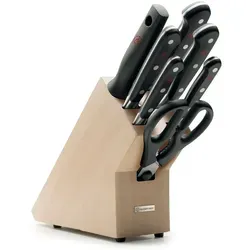 Wüsthof Classic Messerblock mit 7 Artikeln - Küchenmesser-Set mit 7 Teilen aus hochwertigem Edelstahl, ergonomisch und perfekt ausbalanciert für müheloses Schneiden. Made in Germany - ideal für Hobby- und Profiköche.