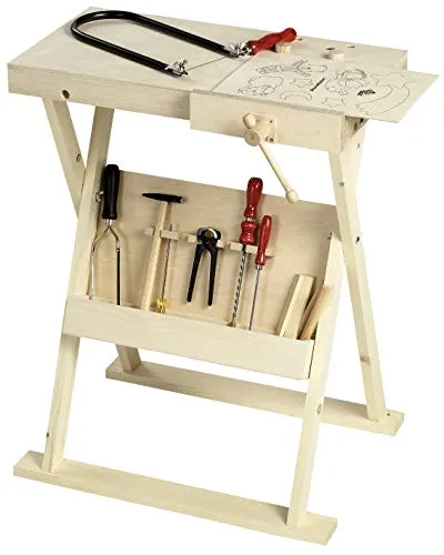 Pebaro Klappbare Werkbank Type 487 - Robuste und platzsparende Werkbank aus Kunststoff, ideal für kreative Bastelprojekte und kleine Handwerksarbeiten.