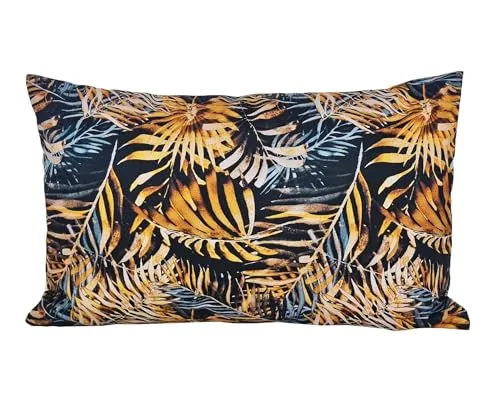 JACK 30x50cm Motiv Outdoor Lounge Kissen Dekokissen inkl. XXL-Füllung Wasserabweisend Sitzkissen Garten Stuhl Lotus Effekt, Farbe:Blatt Gold