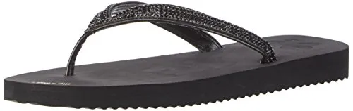 flip*flop Flip Glam Damen Zehentrenner Schwarz, 37 EU - Elegante Sandalen mit Strass und Mini-Keil für einen glamourösen Auftritt im Sommer.