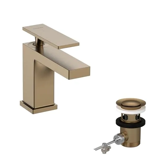 hansgrohe Tecturis E Einhebel-Waschtischarmatur 80 CoolStart - Waschtischarmaturen mit EcoSmart+ Technologie, die nur 4 l/min verbraucht, und CoolStart-Funktion für nachhaltiges Wasser sparen. Hochwertige Materialien und edle brushed bronze Oberfläche.
