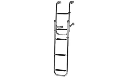 wellenshop Badeleiter f. Boot Edelstahl Klappbar 5 Stufen Kunststoff Schwarz Bootsleiter Boot Leiter klappbar Klappleiter Heckleiter faltbar