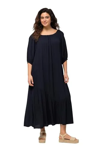 Ulla Popken Plus Size Midikleid mit Volantsaum in Marine von Ulla Popken