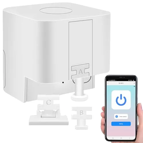 Luminea Home Control Fingerbot: Smarter Schalter-Aufsatz für Schalter & Taster, Sprachsteuerung, App (Funk, fernsteuern)