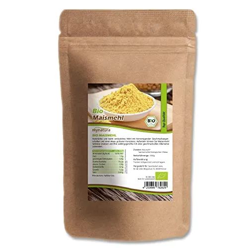 Mynatura Bio Maismehl I Mehl I Mais gemahlen I Zum Backen und Kochen I Glutenfrei I Für Brot Wraps Tortillas und mehr I Im Beutel (1x 1000g)